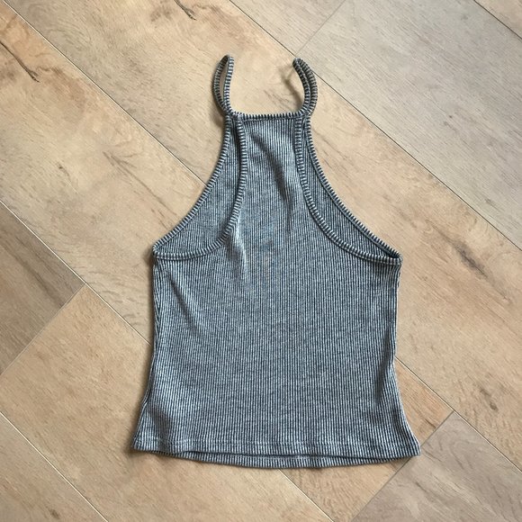 Out from Under Gray Ribbed Halter Crop - Picture 2 of 4